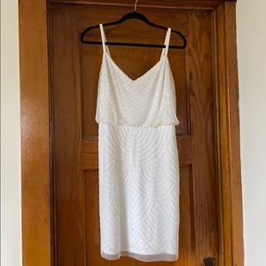 Adrianna Papell White Sequined Dress - EUC